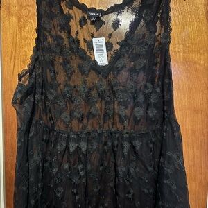 Torrid Deep Black Lace V-Neck Tank